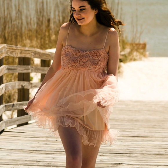 Rue21 Pink Ruffle Tulle Dress w/ Roses - Picture 6 of 8